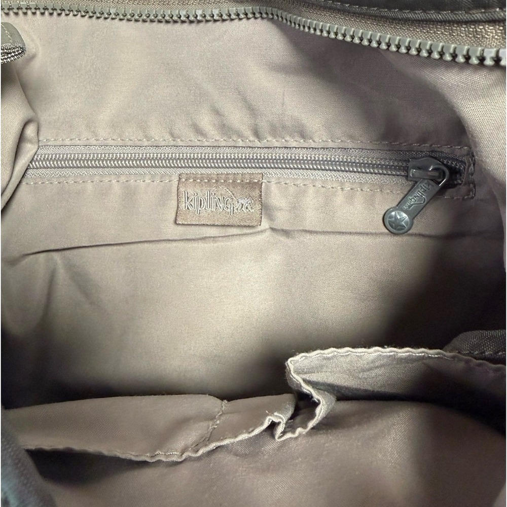 KIPLING COATED SILVER GRAY NYLON CANVAS STRAP SHOULDER BAG HANDBAG PURSE - Picture 7 of 12